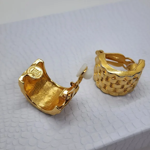 Givenchy Large Gold Clip On Earrings - Picture 1 of 16